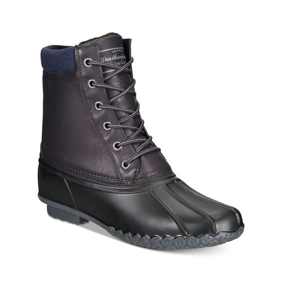 WEATHERPROOF VINTAGE Mens Black Mixed Media At Heel Adam Ii Toe Duck Boots 11 M - Picture 1 of 4